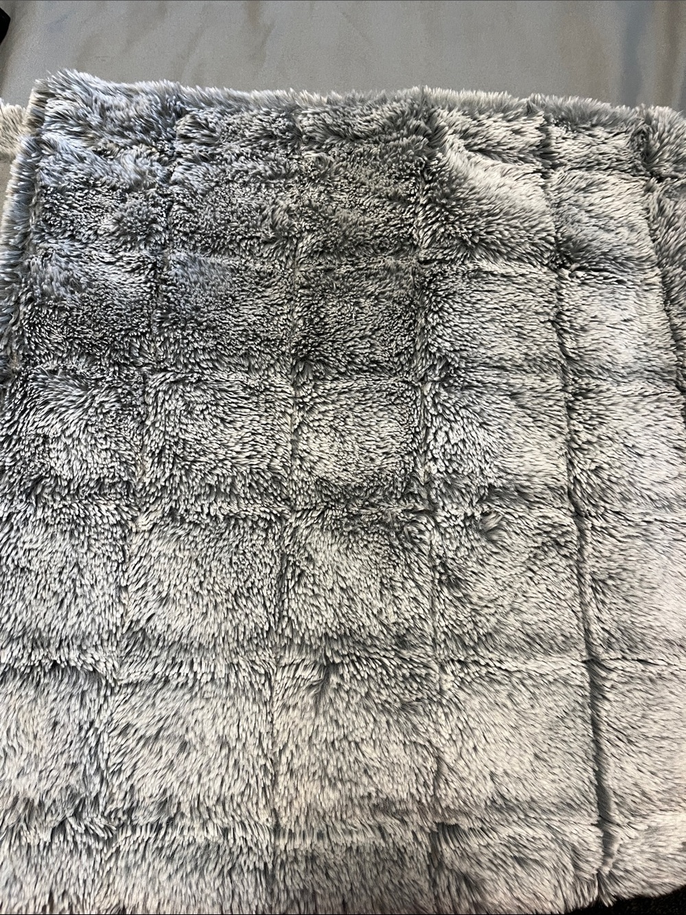 Two Luxury Faux Fur Pillow Shams-Gray